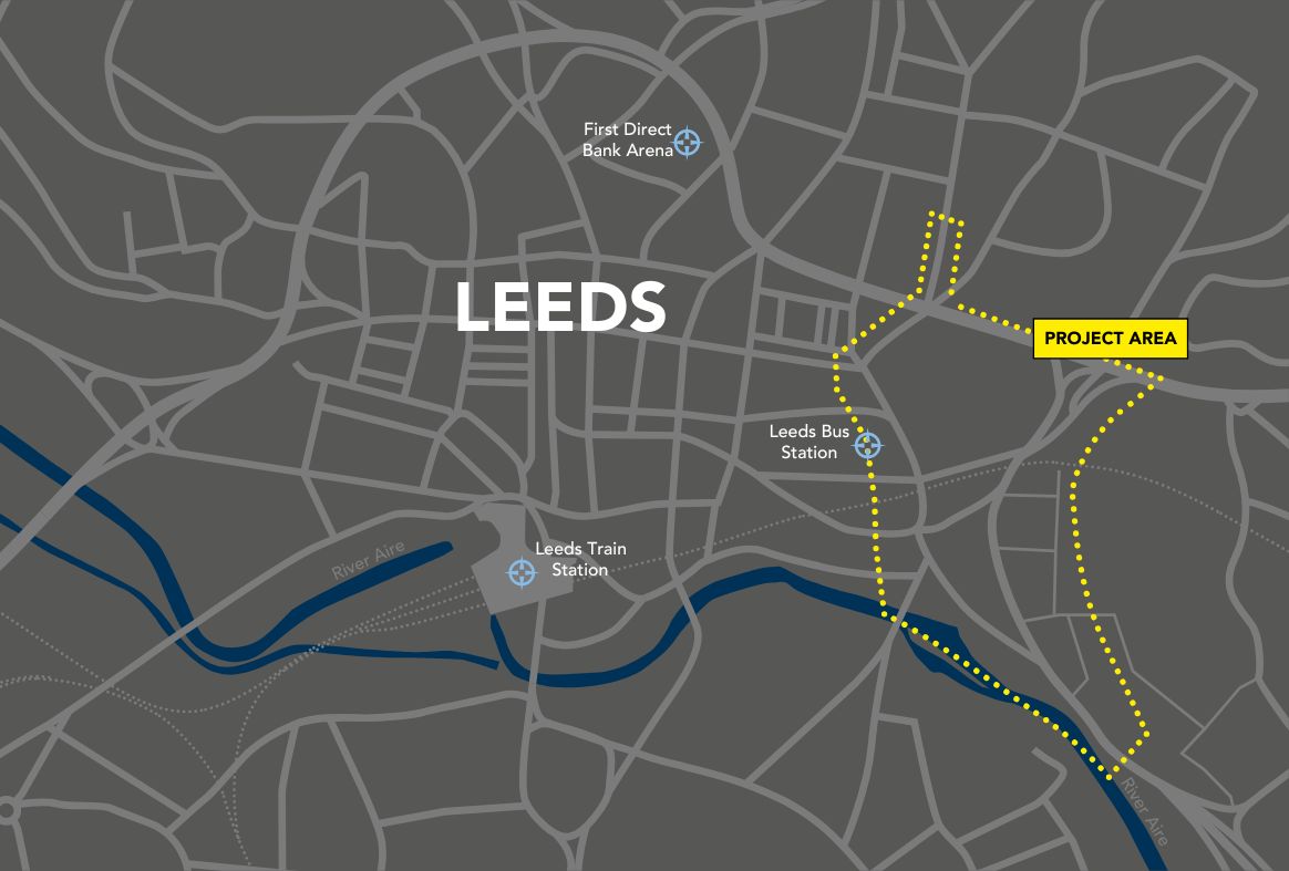 Council map outlining the east Leeds city-centre consultation area